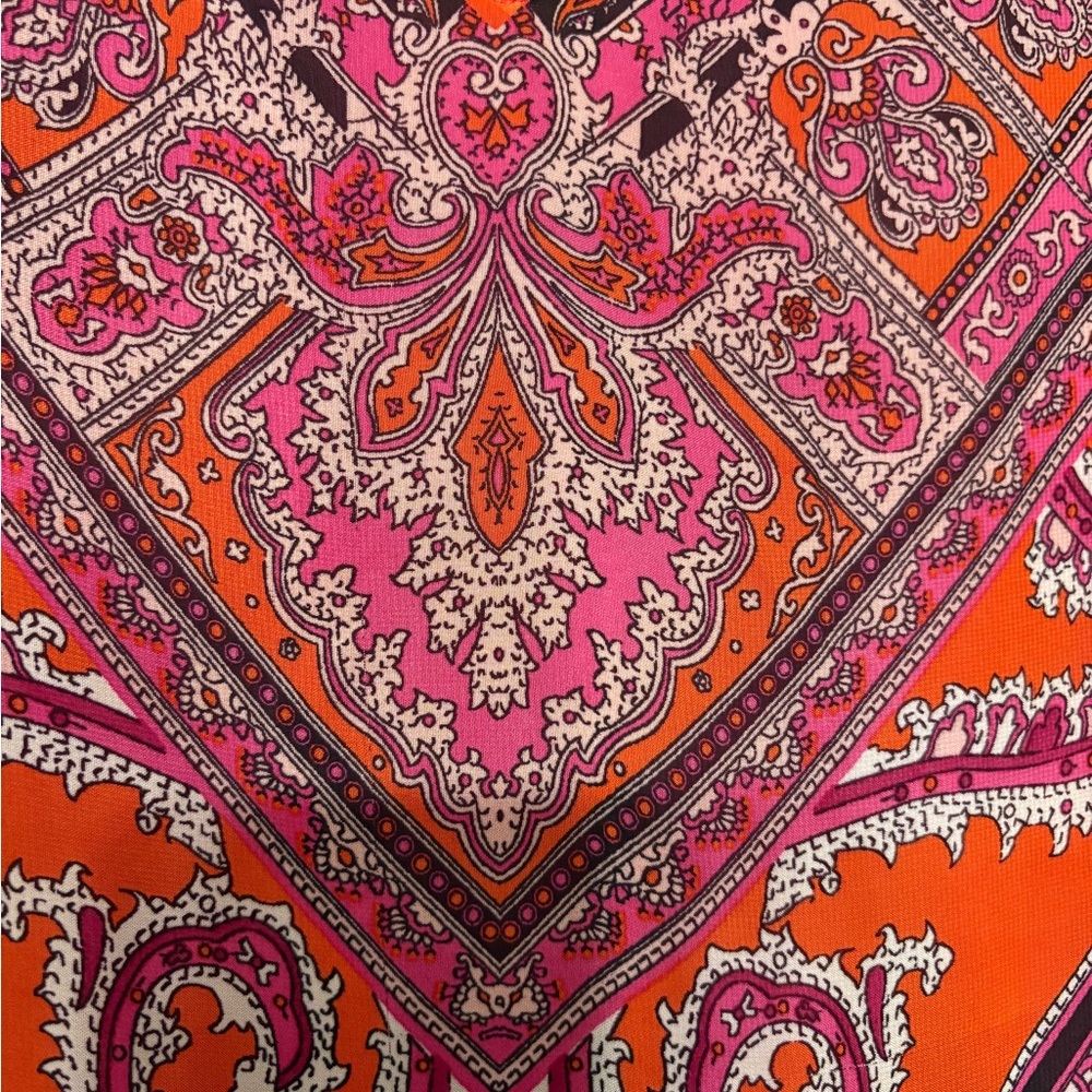 Boho style Vibrant Pink and Orange Women's Top - Picture 6 of 8